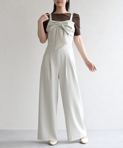 31 Sons de mode(トランテアン ソン ドゥ モード)の「2026春夏新作 リボンモチーフコンビネゾン(つなぎ/オールインワン・レディース・グリーン/グレイッシュベージュ/ブラック・M/S)」の11枚目の写真