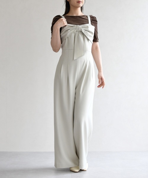 31 Sons de mode(トランテアン ソン ドゥ モード)の「2026春夏新作 リボンモチーフコンビネゾン(つなぎ/オールインワン・レディース・グリーン/グレイッシュベージュ/ブラック・M/S)」の12枚目の写真