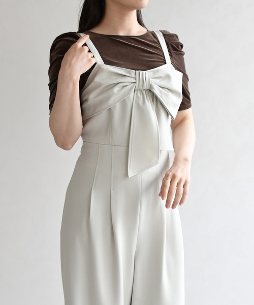 31 Sons de mode(トランテアン ソン ドゥ モード)の「2026春夏新作 リボンモチーフコンビネゾン(つなぎ/オールインワン・レディース・グリーン/グレイッシュベージュ/ブラック・M/S)」の21枚目の写真