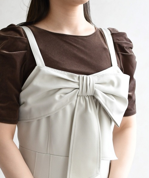 31 Sons de mode(トランテアン ソン ドゥ モード)の「2026春夏新作 リボンモチーフコンビネゾン(つなぎ/オールインワン・レディース・グリーン/グレイッシュベージュ/ブラック・M/S)」の5枚目の写真