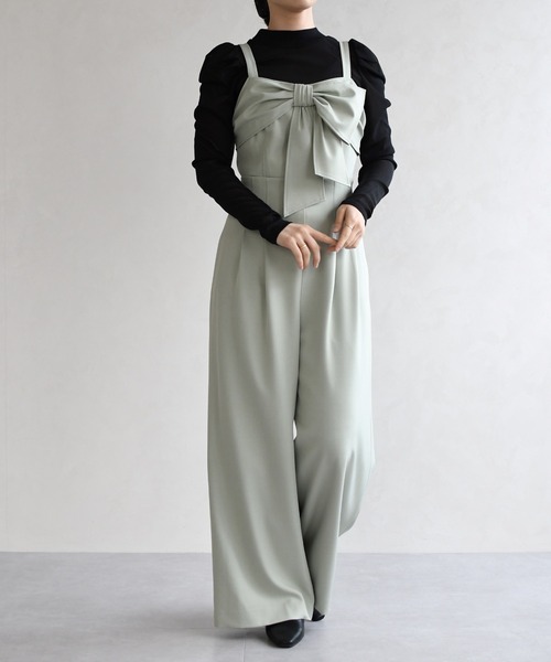 31 Sons de mode(トランテアン ソン ドゥ モード)の「2026春夏新作 リボンモチーフコンビネゾン(つなぎ/オールインワン・レディース・グリーン/グレイッシュベージュ/ブラック・M/S)」の16枚目の写真