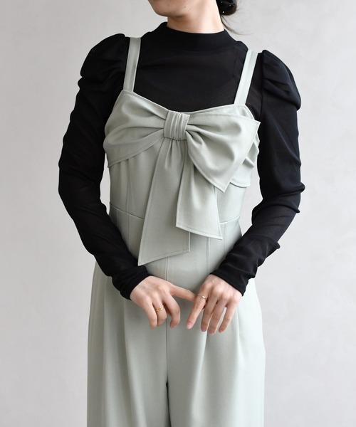 31 Sons de mode(トランテアン ソン ドゥ モード)の「2026春夏新作 リボンモチーフコンビネゾン(つなぎ/オールインワン・レディース・グリーン/グレイッシュベージュ/ブラック・M/S)」の22枚目の写真