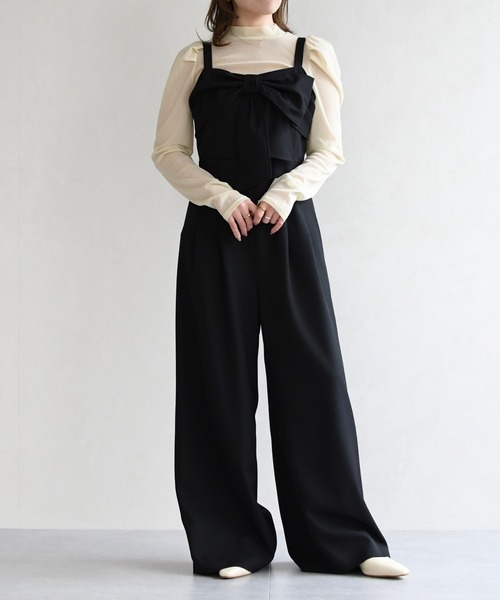 31 Sons de mode(トランテアン ソン ドゥ モード)の「2026春夏新作 リボンモチーフコンビネゾン(つなぎ/オールインワン・レディース・グリーン/グレイッシュベージュ/ブラック・M/S)」の15枚目の写真