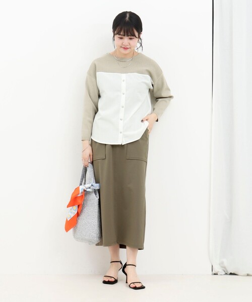 MICO COULIER（ミコクリエ）の「CICA配合サークルストレッチスカート（スカート・レディース・オリーブ/ブラック・36/38）」の3枚目の写真