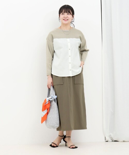 MICO COULIER（ミコクリエ）の「CICA配合サークルストレッチスカート（スカート・レディース・オリーブ/ブラック・36/38）」の8枚目の写真