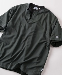 DISCUS（ディスカス）の「【71】【DISCUS ディスカス】ワッフル素材 ヘンリーネック ワンポイント刺繍 無地Tシャツ アメカジ（Tシャツ/カットソー）」