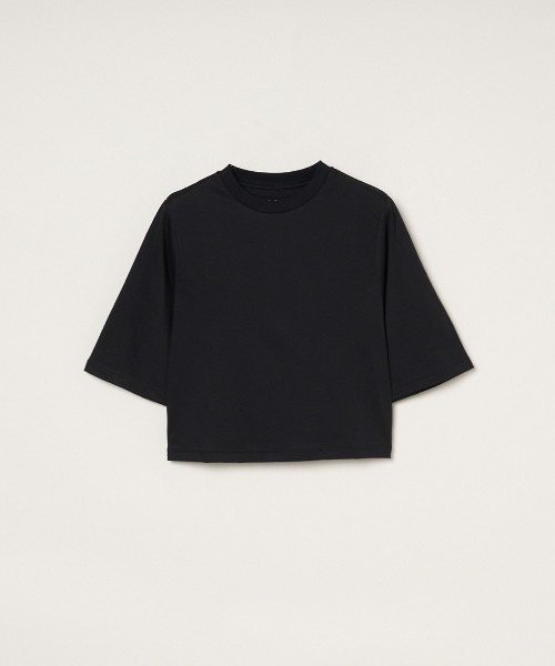 three dots(スリードッツ)の「ミルキージャージー ミニTシャツ(Tシャツ/カットソー・レディース・ブラック/ホワイト系その他/ベージュ系その他・S)」の1枚目の写真