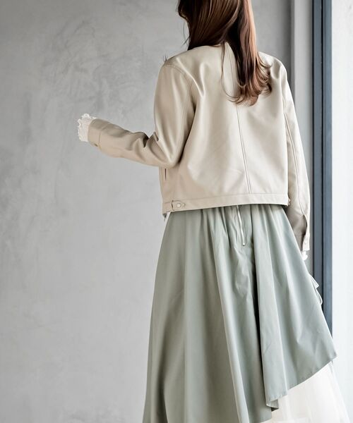 rps（アールピーエス）の「ノーカラーライダースジャケット（ライダースジャケット・レディース・アイボリー/ブラック・フリー）」の5枚目の写真