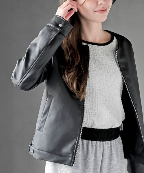 rps（アールピーエス）の「ノーカラーライダースジャケット（ライダースジャケット・レディース・アイボリー/ブラック・フリー）」の15枚目の写真