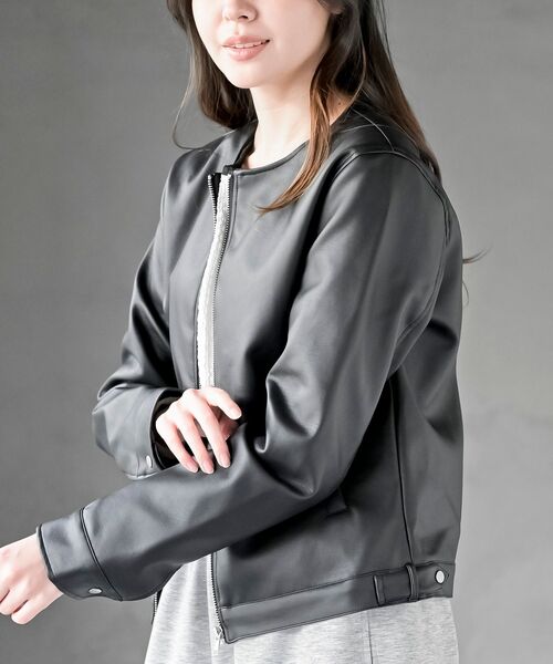 rps（アールピーエス）の「ノーカラーライダースジャケット（ライダースジャケット・レディース・アイボリー/ブラック・フリー）」の16枚目の写真