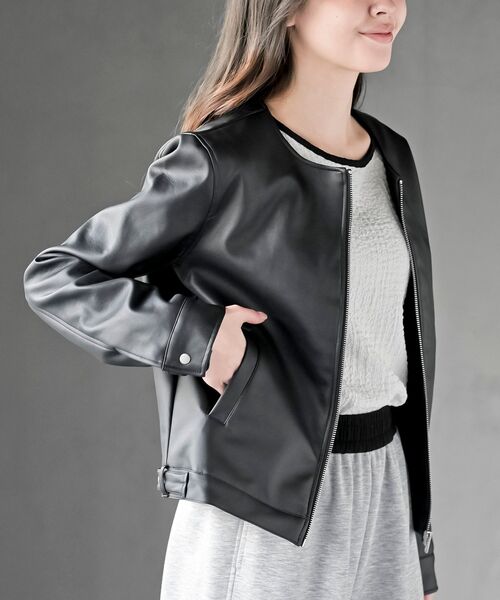 rps（アールピーエス）の「ノーカラーライダースジャケット（ライダースジャケット・レディース・アイボリー/ブラック・フリー）」の18枚目の写真