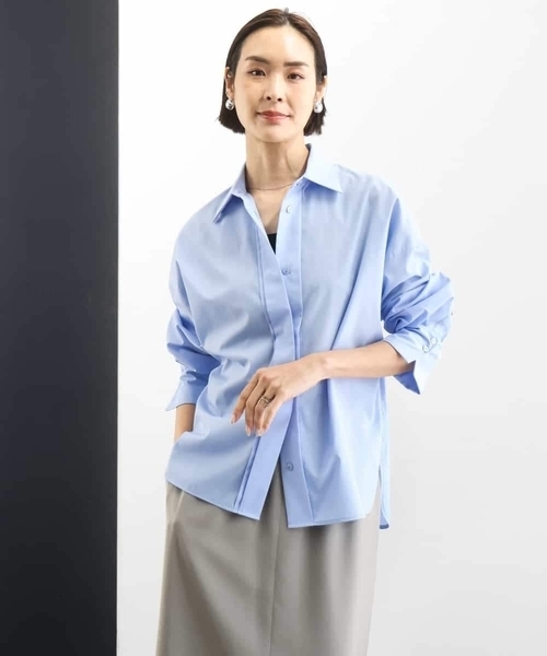 MICHEL KLEIN(ミッシェル・クラン)の「オーバーサイズシャンブレーシャツ(シャツ/ブラウス・レディース・ホワイト/ダークインディゴブルー・38)」の2枚目の写真