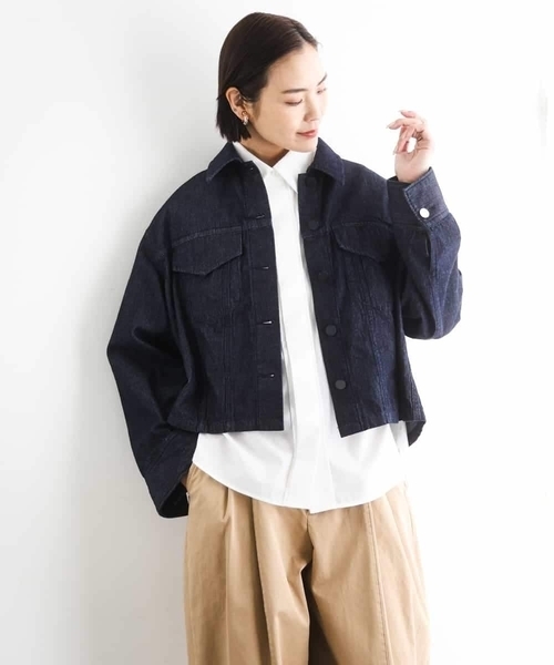 MICHEL KLEIN(ミッシェル・クラン)の「オーバーサイズシャンブレーシャツ(シャツ/ブラウス・レディース・ホワイト/ダークインディゴブルー・38)」の6枚目の写真