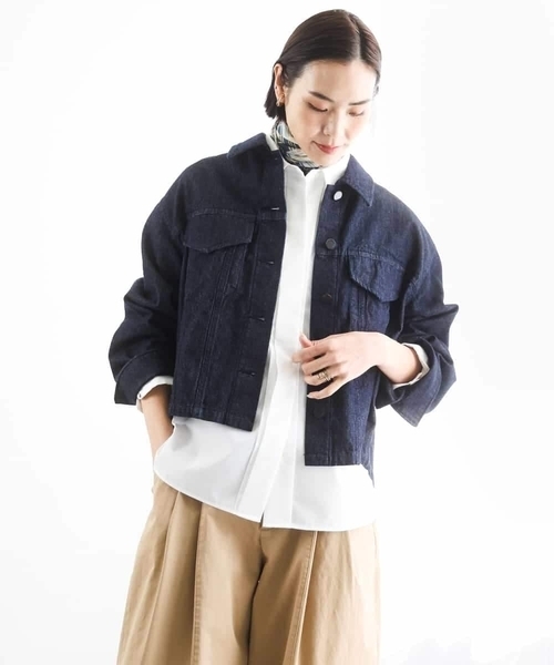 MICHEL KLEIN(ミッシェル・クラン)の「オーバーサイズシャンブレーシャツ(シャツ/ブラウス・レディース・ホワイト/ダークインディゴブルー・38)」の8枚目の写真