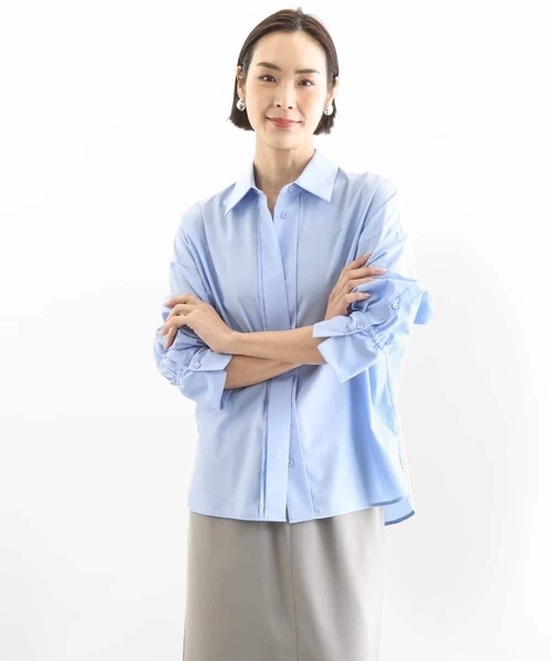 MICHEL KLEIN(ミッシェル・クラン)の「オーバーサイズシャンブレーシャツ(シャツ/ブラウス・レディース・ホワイト/ダークインディゴブルー・38)」の12枚目の写真