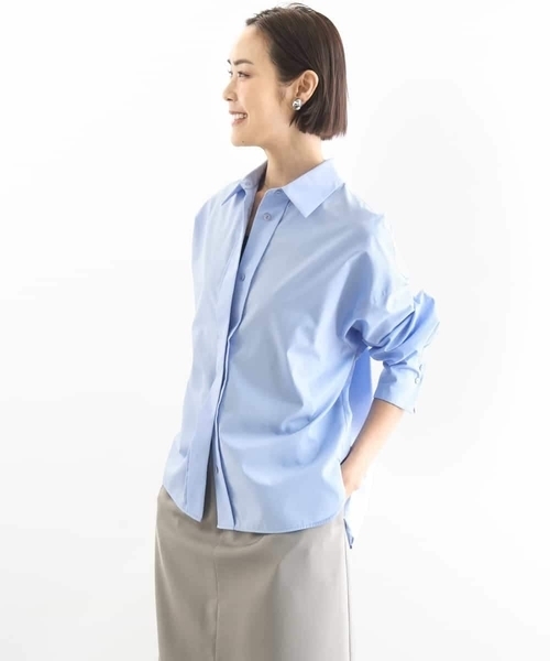 MICHEL KLEIN(ミッシェル・クラン)の「オーバーサイズシャンブレーシャツ(シャツ/ブラウス・レディース・ホワイト/ダークインディゴブルー・38)」の13枚目の写真