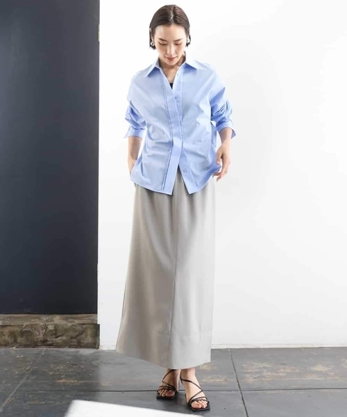 MICHEL KLEIN(ミッシェル・クラン)の「オーバーサイズシャンブレーシャツ(シャツ/ブラウス・レディース・ホワイト/ダークインディゴブルー・38)」の16枚目の写真