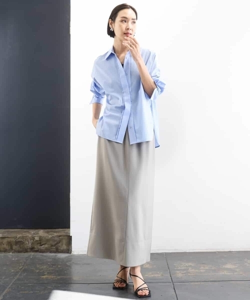 MICHEL KLEIN(ミッシェル・クラン)の「オーバーサイズシャンブレーシャツ(シャツ/ブラウス・レディース・ホワイト/ダークインディゴブルー・38)」の17枚目の写真