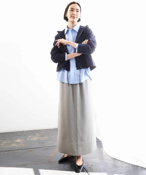 MICHEL KLEIN(ミッシェル・クラン)の「オーバーサイズシャンブレーシャツ(シャツ/ブラウス・レディース・ホワイト/ダークインディゴブルー・38)」の20枚目の写真