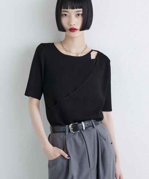 Lui's（ルイス）の「レイヤード半袖ニットプルオーバー（Tシャツ/カットソー・レディース・ブラウン/ブラック/オフホワイト・FREE）」の17枚目の写真