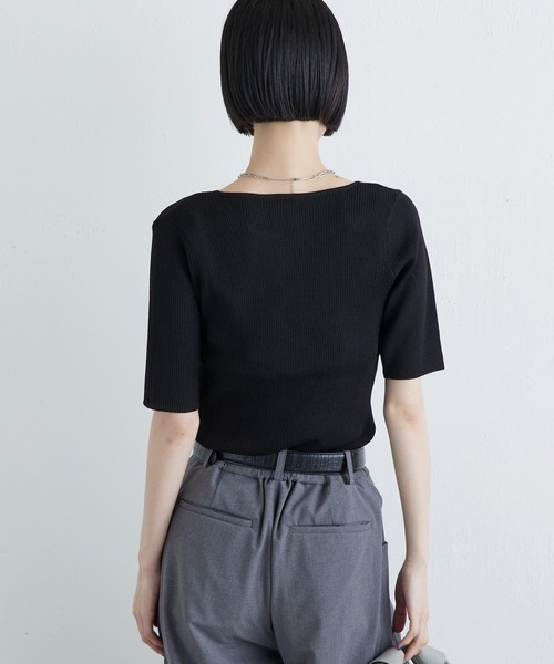 Lui's（ルイス）の「レイヤード半袖ニットプルオーバー（Tシャツ/カットソー・レディース・ブラウン/ブラック/オフホワイト・FREE）」の19枚目の写真