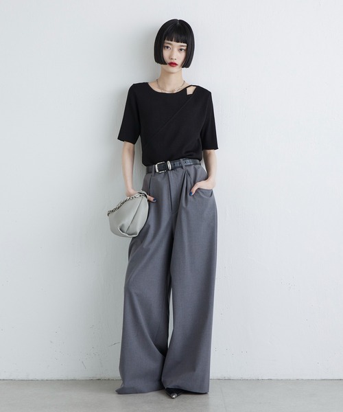 Lui's（ルイス）の「レイヤード半袖ニットプルオーバー（Tシャツ/カットソー・レディース・ブラウン/ブラック/オフホワイト・FREE）」の20枚目の写真