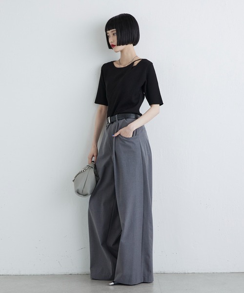 Lui's（ルイス）の「レイヤード半袖ニットプルオーバー（Tシャツ/カットソー・レディース・ブラウン/ブラック/オフホワイト・FREE）」の22枚目の写真