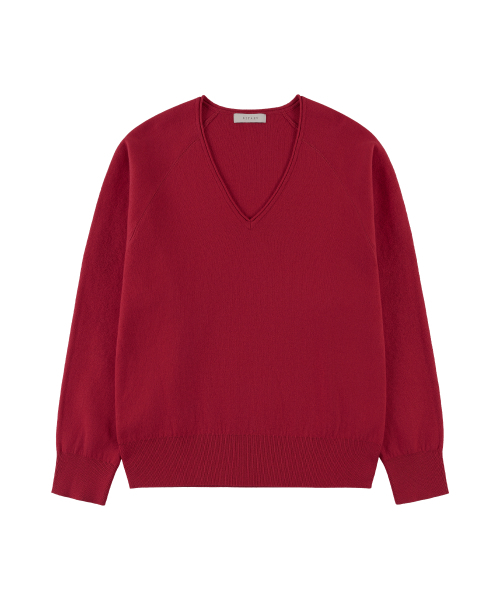 SIYAZU（シヤジュ）の「SIKN2181 バルーンVネックルーズフィットニット_Red（ニット/セーター・レディース・レッド・ONE）」の2枚目の写真