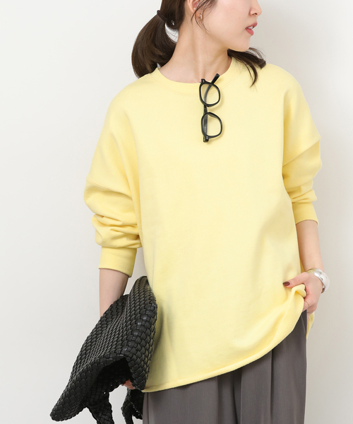 JOURNAL STANDARD relume(ジャーナルスタンダード レリューム)の「《追加2》オーバーサイズロングスウェット(スウェット・レディース・ブラック/ブラウン/ホワイト系その他/イエロー・FREE)」の4枚目の写真