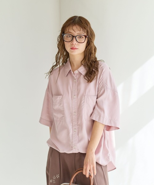 BAYFLOW（ベイフロー）の「[簡単ブラウジング仕様]2WAYスタンダート半袖シャツ（シャツ/ブラウス・レディース・ブルー/オフホワイト/ライトグリーン/モーブ系/ブラウン系/チャコール・FREE）」の11枚目の写真