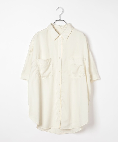 BAYFLOW（ベイフロー）の「[簡単ブラウジング仕様]2WAYスタンダート半袖シャツ（シャツ/ブラウス・レディース・ブルー/オフホワイト/ライトグリーン/モーブ系/ブラウン系/チャコール・FREE）」の22枚目の写真