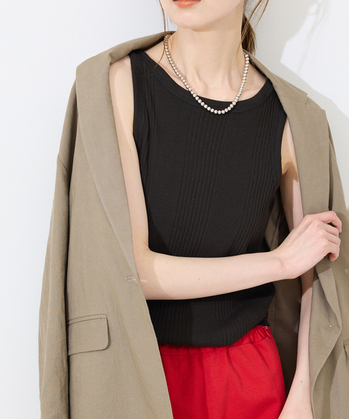 SLOBE IENA（スローブイエナ）の「アメスリタンクトップ（タンクトップ・レディース・パープル/ブラウン/ホワイト/ブラック・FREE）」の8枚目の写真