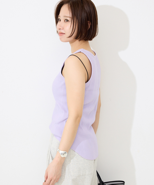 SLOBE IENA（スローブイエナ）の「アメスリタンクトップ（タンクトップ・レディース・パープル/ブラウン/ホワイト/ブラック・FREE）」の22枚目の写真