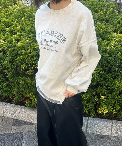 UNDERWRAPS(アンダーラップス)の「シアーレイヤードロンT(Tシャツ/カットソー・レディース・ヘザーグレー/ホワイト/ブラック・L/M)」の9枚目の写真
