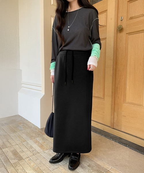 by LEGNA(バイレグナ)の「紐づけIラインロングスカート(スカート・レディース・ブラック/ネイビー/ライトグレー・MEDIUM/SMALL)」の13枚目の写真
