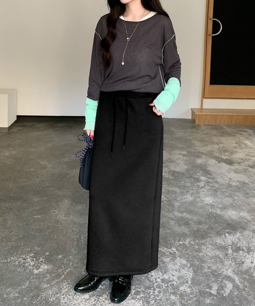 by LEGNA(バイレグナ)の「紐づけIラインロングスカート(スカート・レディース・ブラック/ネイビー/ライトグレー・MEDIUM/SMALL)」の14枚目の写真