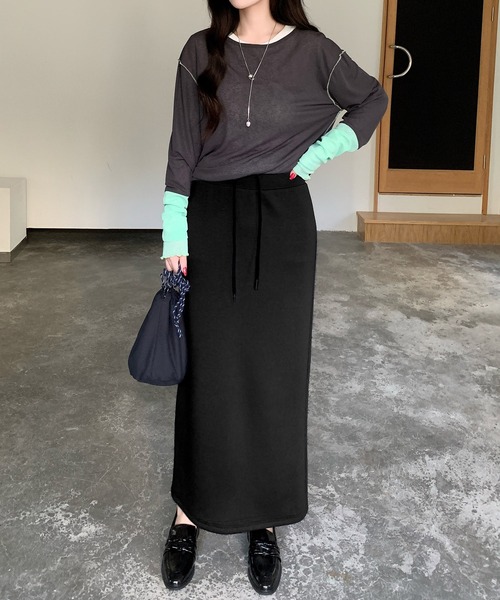 by LEGNA(バイレグナ)の「紐づけIラインロングスカート(スカート・レディース・ブラック/ネイビー/ライトグレー・MEDIUM/SMALL)」の15枚目の写真