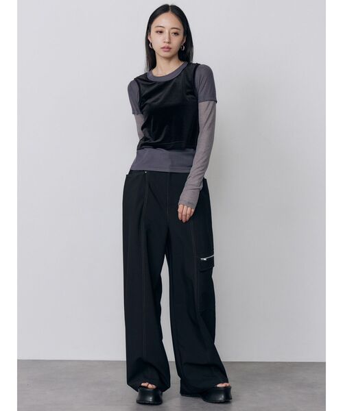MURUA（ムルーア）の「サイドポケットZIPパンツ　夏服（スラックス・レディース・ライトグレー/カーキ/ブラック・1/2）」の6枚目の写真