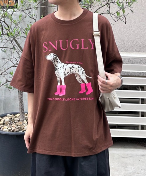 link lot（リンクロット）の「【男女兼用】ビッグシルエットワンちゃんカラーロゴプリントT（Tシャツ/カットソー・レディース・オートミール/チャコール/ホワイト/ブラウン・F）」の4枚目の写真