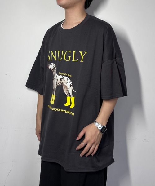 link lot（リンクロット）の「【男女兼用】ビッグシルエットワンちゃんカラーロゴプリントT（Tシャツ/カットソー・レディース・オートミール/チャコール/ホワイト/ブラウン・F）」の12枚目の写真