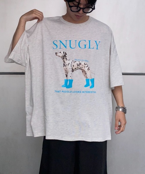 link lot（リンクロット）の「【男女兼用】ビッグシルエットワンちゃんカラーロゴプリントT（Tシャツ/カットソー・レディース・オートミール/チャコール/ホワイト/ブラウン・F）」の18枚目の写真