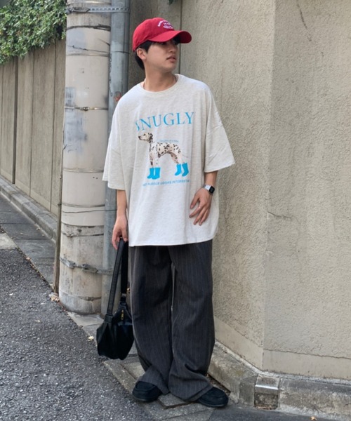 link lot（リンクロット）の「【男女兼用】ビッグシルエットワンちゃんカラーロゴプリントT（Tシャツ/カットソー・レディース・オートミール/チャコール/ホワイト/ブラウン・F）」の21枚目の写真