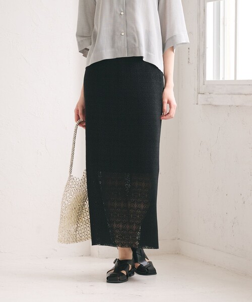 BEAUTY&YOUTH UNITED ARROWS（ビューティーアンドユースユナイテッドアローズ）の「レースプリーツ タイトスカート ウォッシャブル（スカート・レディース・ブラック/ライム/オフホワイト・S/M）」の3枚目の写真