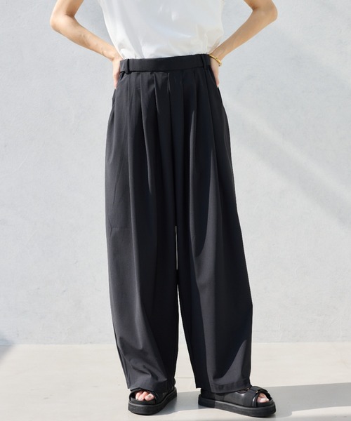 BARNYARDSTORM（バンヤードストーム）の「BARNYARDSTORM / 撥水タックパンツ【撥水 / WEB限定サイズL】（その他パンツ・レディース・ベージュ/ブラック/イエロー・M/L/S）」の2枚目の写真