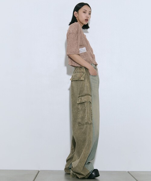 MIHARAYASUHIRO(ミハラヤスヒロ)の「【MIHARA YASUHIRO/ミハラヤスヒロ】COMBINED DENIM×CARGO PANTS(デニムパンツ・レディース・ブラック/ダークインディゴブルー・36/38)」の4枚目の写真