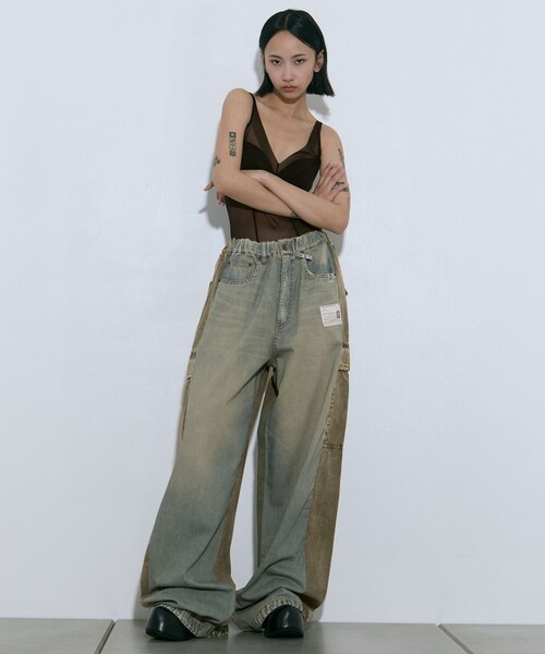 MIHARAYASUHIRO(ミハラヤスヒロ)の「【MIHARA YASUHIRO/ミハラヤスヒロ】COMBINED DENIM×CARGO PANTS(デニムパンツ・レディース・ブラック/ダークインディゴブルー・36/38)」の5枚目の写真