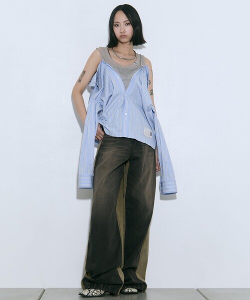 MIHARAYASUHIRO(ミハラヤスヒロ)の「【MIHARA YASUHIRO/ミハラヤスヒロ】COMBINED DENIM×CARGO PANTS(デニムパンツ・レディース・ブラック/ダークインディゴブルー・36/38)」の12枚目の写真