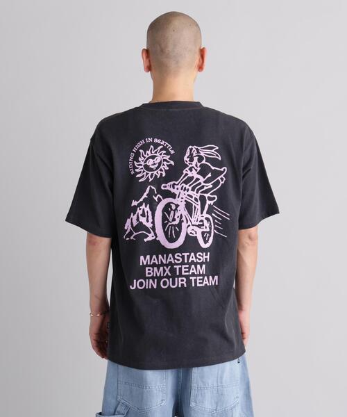 MANASTASH(マナスタッシュ)の「MANASTASH/マナスタッシュ HEMP TEE BMX(Tシャツ/カットソー・メンズ・ブラック/ライム/ホワイト・L/M/S/XL)」の13枚目の写真