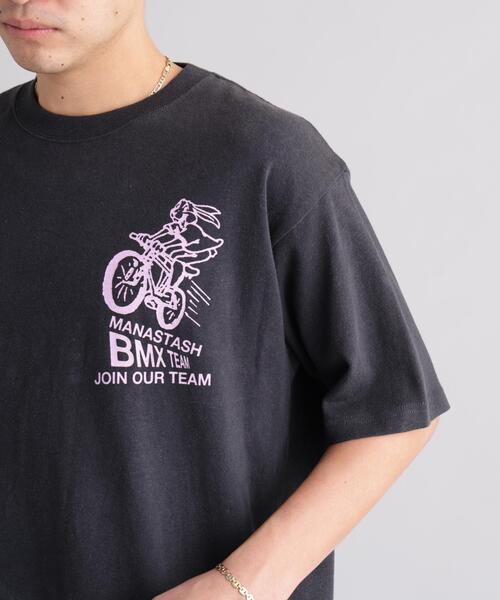 MANASTASH(マナスタッシュ)の「MANASTASH/マナスタッシュ HEMP TEE BMX(Tシャツ/カットソー・メンズ・ブラック/ライム/ホワイト・L/M/S/XL)」の15枚目の写真