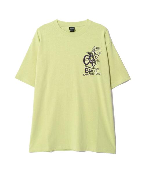 MANASTASH(マナスタッシュ)の「MANASTASH/マナスタッシュ HEMP TEE BMX(Tシャツ/カットソー・メンズ・ブラック/ライム/ホワイト・L/M/S/XL)」の5枚目の写真